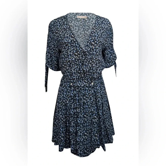 Faithfull the Brand Oslo Ditzy Blossom Village Blue Floral Mini Wrap Dress Us 4 - Picture 2 of 15